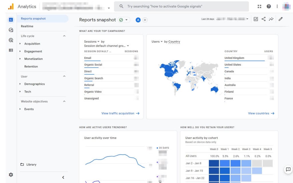 google analytics 4 interface