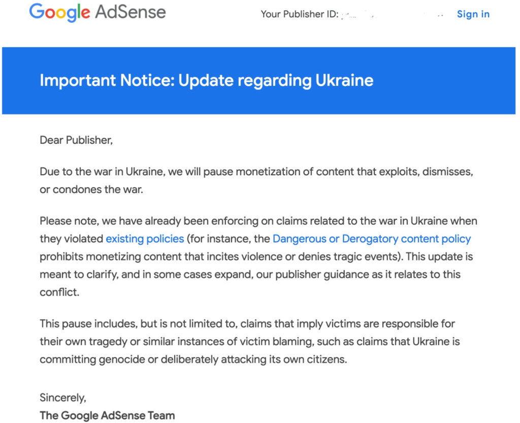 google adsense policy