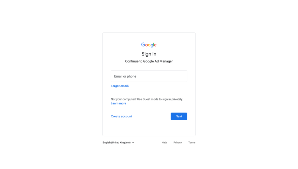 Google Ad Manager Sign In Page